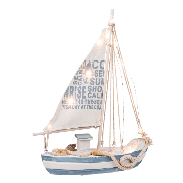 Wooden sailing boat with 13 warm white LED, - Image 2