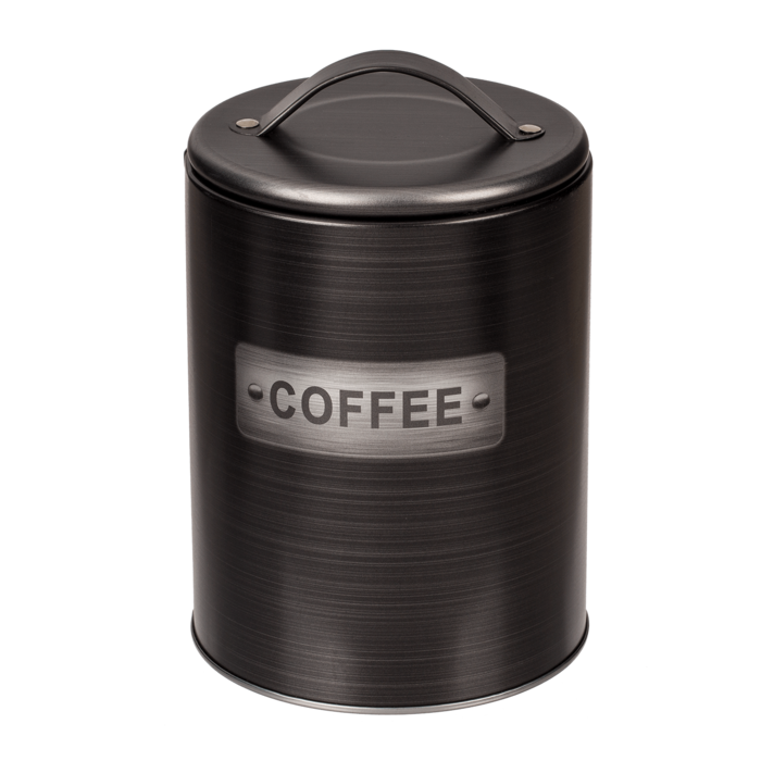 Black, round metal tin, - Image 3