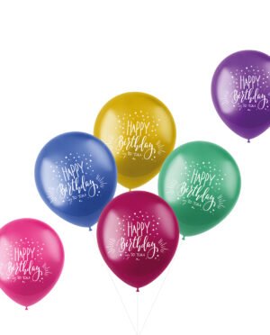 Balloons Shimmer Happy Birthday Multicolored 33cm - 6 pieces