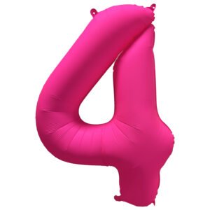 Foil Balloon Number 4 - Neon Pink - 86 cm