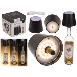 LED bottle lamp, black, 3 modes (on/off/dim.),