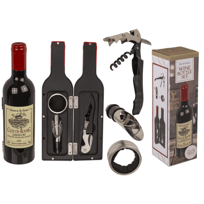 Wine Bottle Set, incl. Wine Collar, Wine Pourer