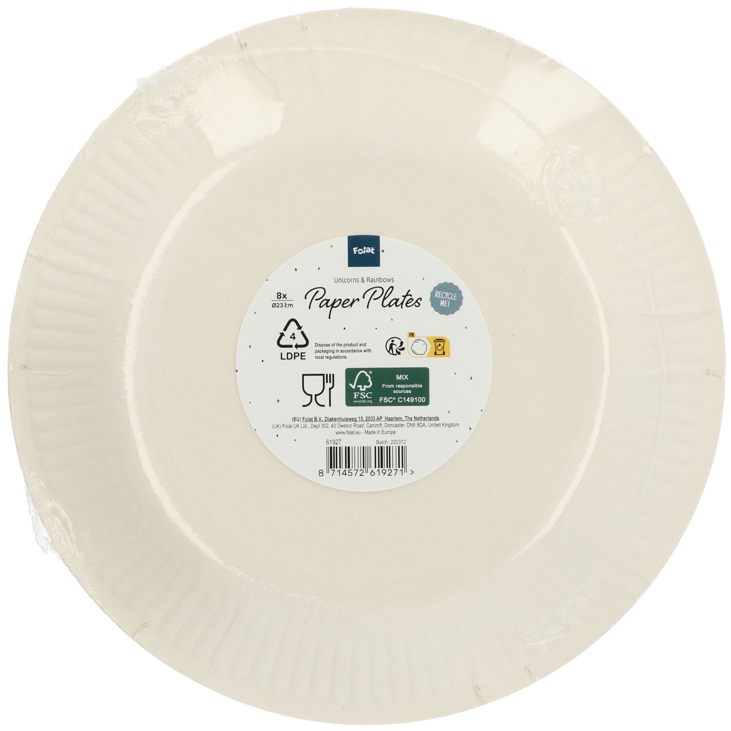 Paper Plates - Unicorns & Rainbows - 23 cm - 8 pieces - Image 3