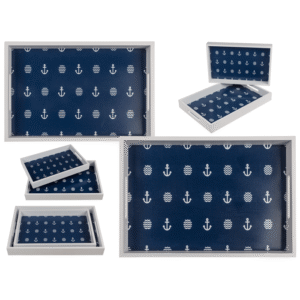 Blue/white colored wooden tray,