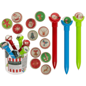 Plastic pen with bouncing ball, X-mas,