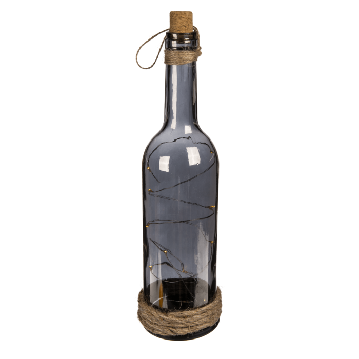 Smoked glass bottle with 10 warm white LED, - Image 3