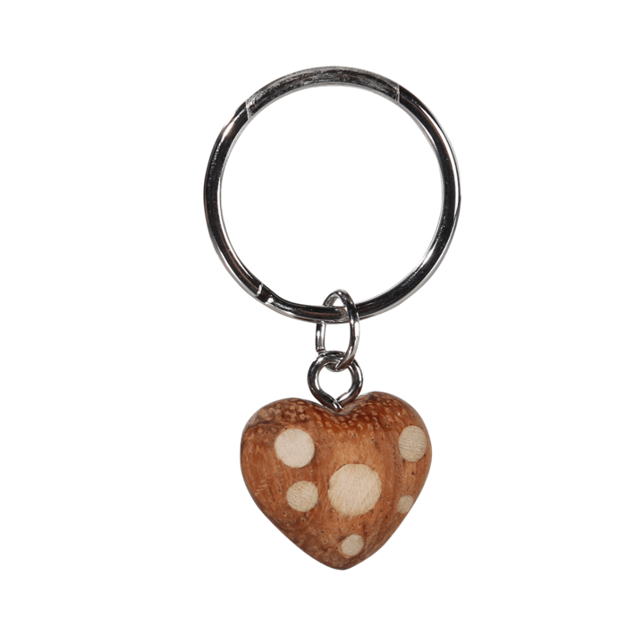 Metal keychain, Natural wood Mini Hearts, - Image 4