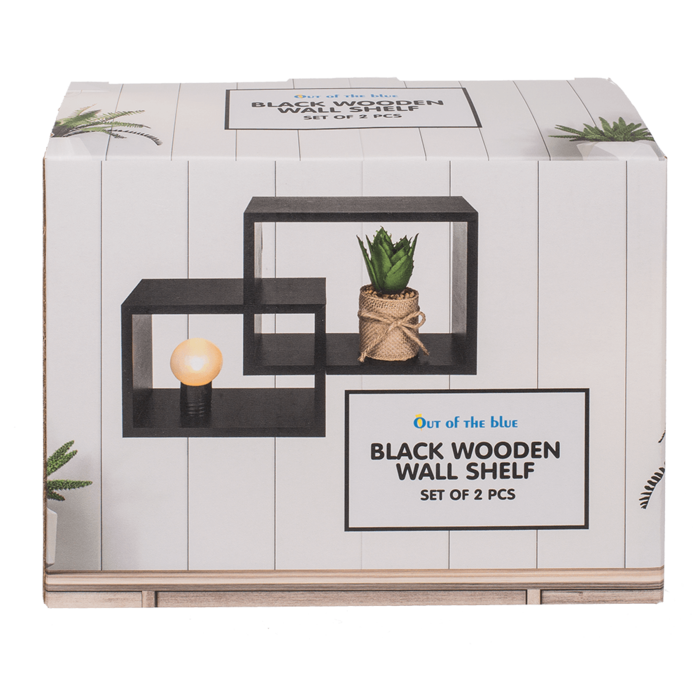 Black wooden wall shelf, Set of 2 pcs, - Image 2