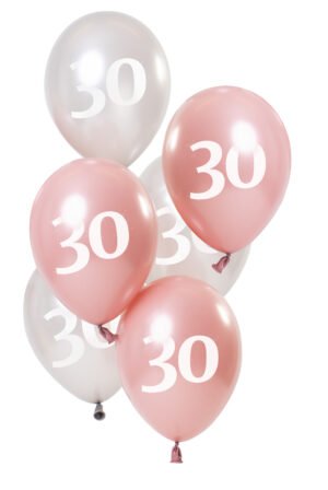 Balloons Glossy Pink 30 Years 23cm - 6 pieces