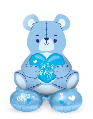 Foil Balloon with Base Bear 'It's a Boy' Blue - 61 cm