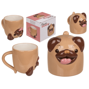 Upside Down Mug, Pug, ca. 12 x 14 cm, ceramic