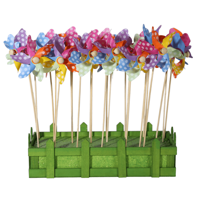 Multicoloured windmilll with white dots on wooden, - Image 3