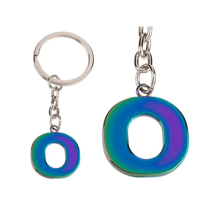 Metal Keychain, Rainbow Letter - Letter O