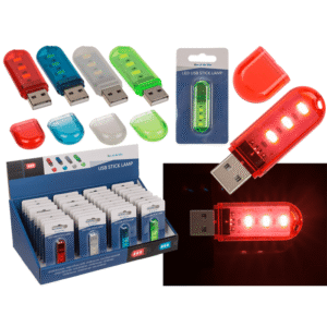 3 LED USB lamp, 6 cm, 4 colours ass.,