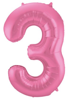 Foil Balloon Number 3 - Pink Metallic Mat - 86 cm