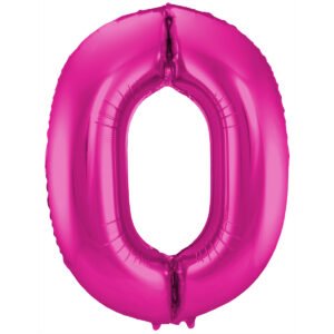 Foil Balloon Number 0 - Magenta - 86 cm
