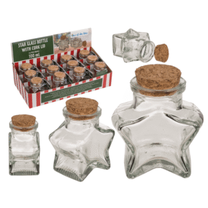 Glass Bottle, Star, ca. 6,5 x 7,5 x 7,5 cm