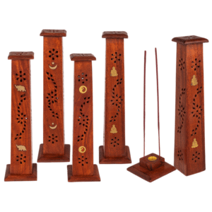 Wooden incense stick burner box, standing,