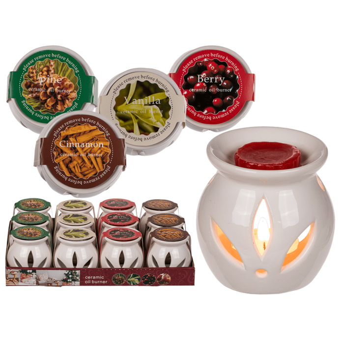 White ceramic aroma lamp with scented melts,