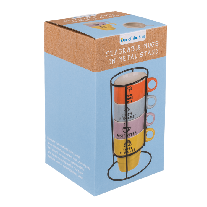 Stackable mugs on metal stand, Pastel, - Image 3