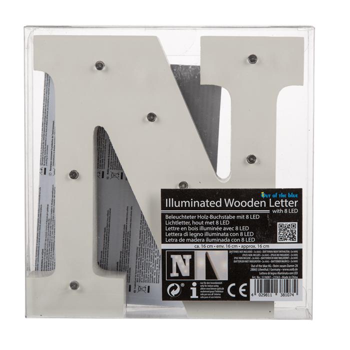Illuminated wooden letter N, with 8 LED, - Image 4
