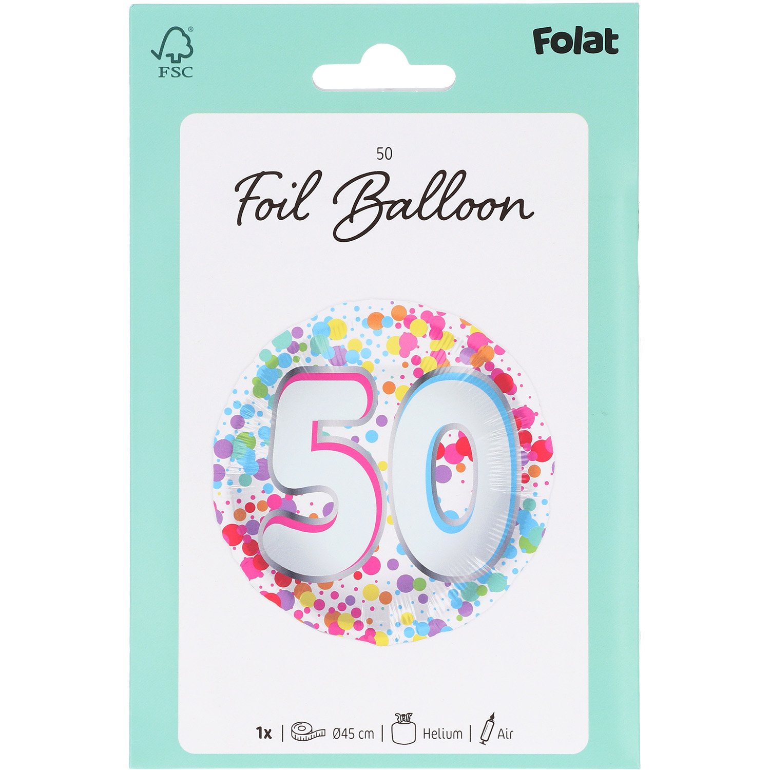 Foil Balloon - 50 - Rainbow - 45 cm - Image 3