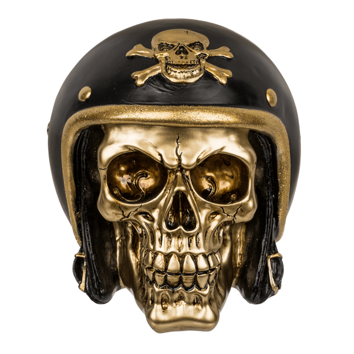 Savings bank with lock, Skull with bike helmet, - Image 2