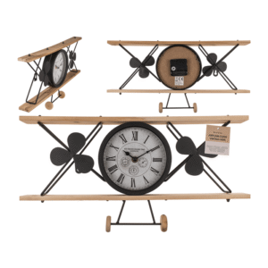 Airplane Clock, vintage look, out of black