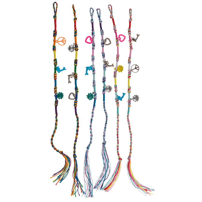 Textile bracelet, Charms, with 3 metal charms, - Image 4