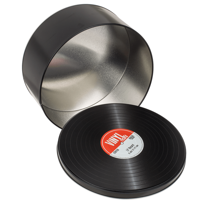 Round metal tin, vinyl record, - Image 3