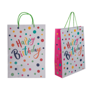 Light grey colored paper bag, Happy Birthday,