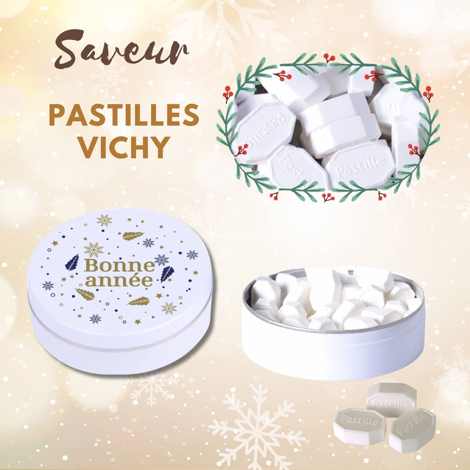 Candies | Honey & Vichy Lozenges | 50 Tins of 16g | SEASON|S GREETINGS - Image 3