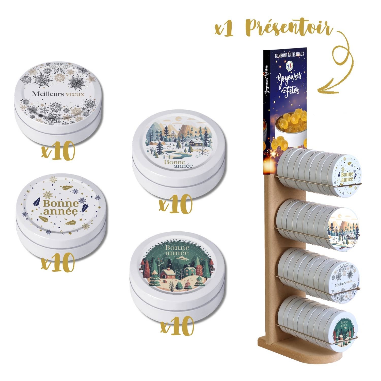 Candies | 40 Tins of 45g | Free Display Included | SEASON|S GREETINGS