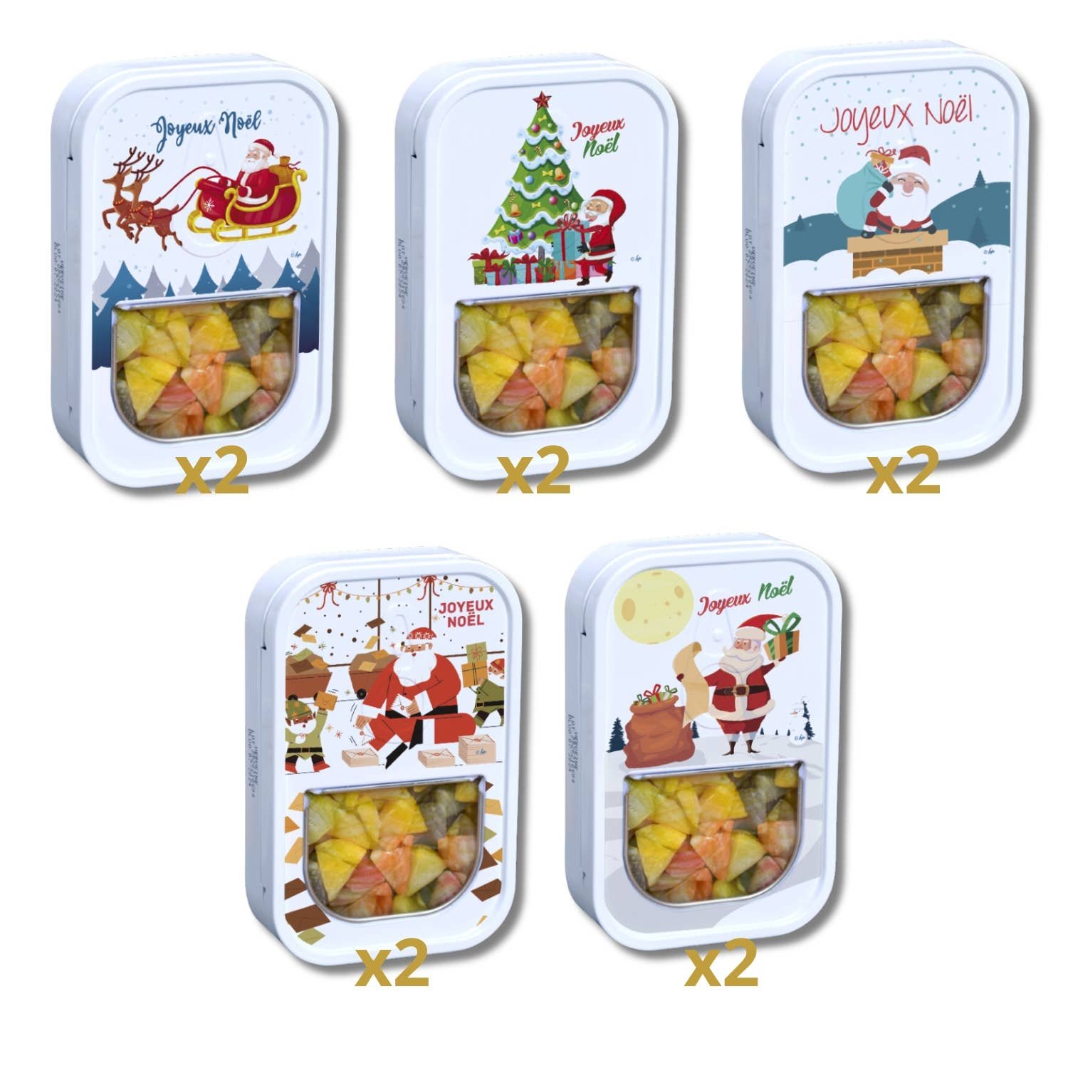 Berlingot Candies | Multifruit Flavor | 10 Tins | HOLIDAYS