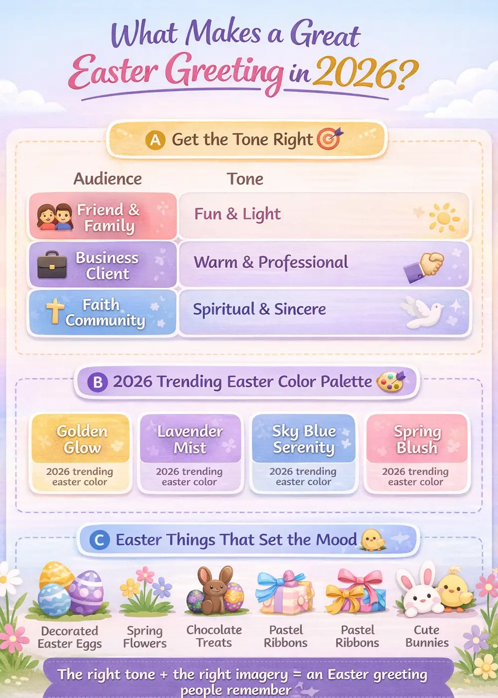 This shows ways of making Easter greeting great in 2026