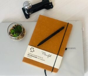 A5 leather notebook with pen