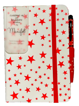 A6 star design notebook with matching pen