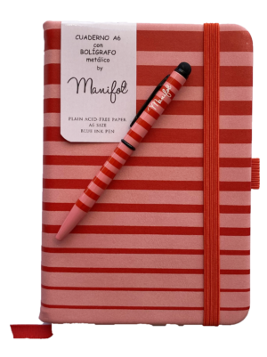 A6 lined notebook with matching pen